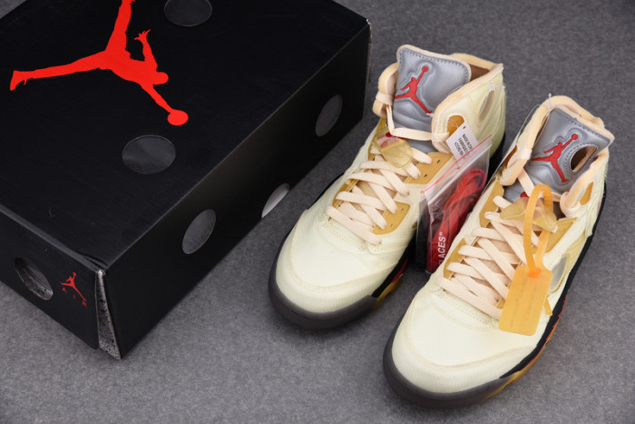 OF x Air Jordan 5 Sail Red DH8565-100