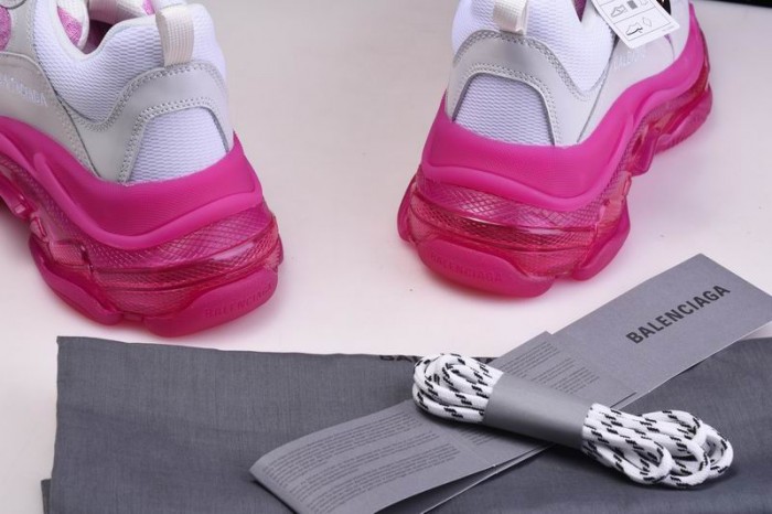 BL TRIPLE S TRAINERS CLEAR SOLE  WHITE PINK   541624  W09OH  1012