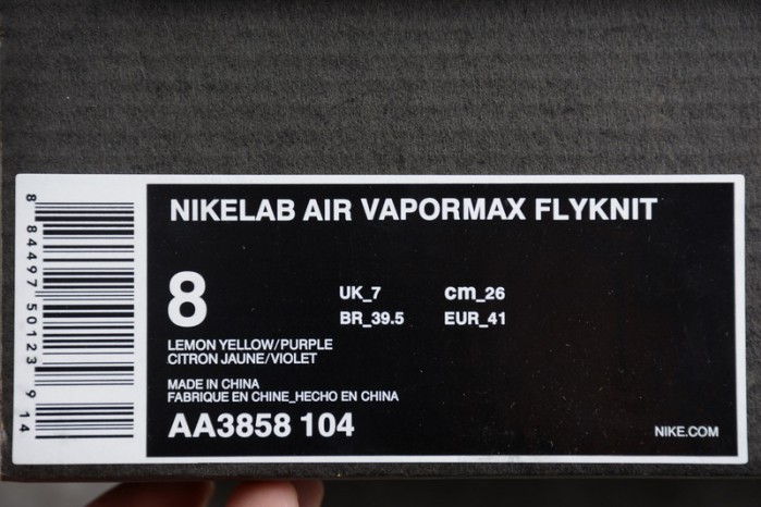 Nike Air VaporMax Flyknit 2018 Lemon Yellow/Purple  mens AA3858-104