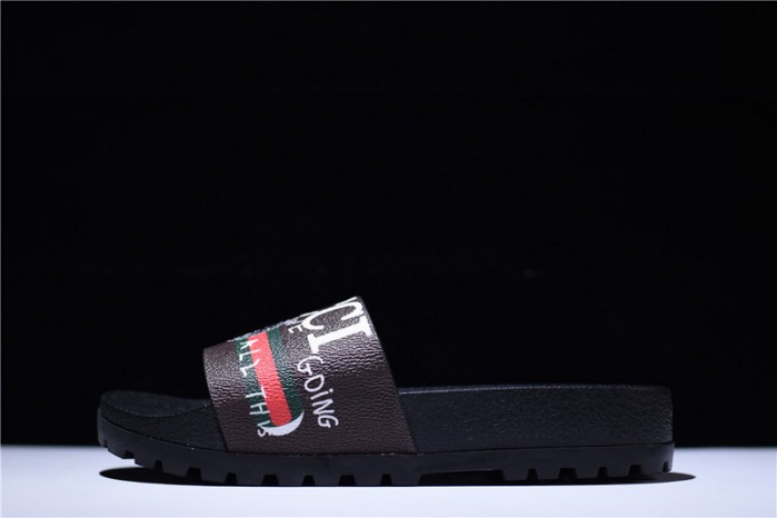 GC Leather SLIDE SANDAL with gg logo mens