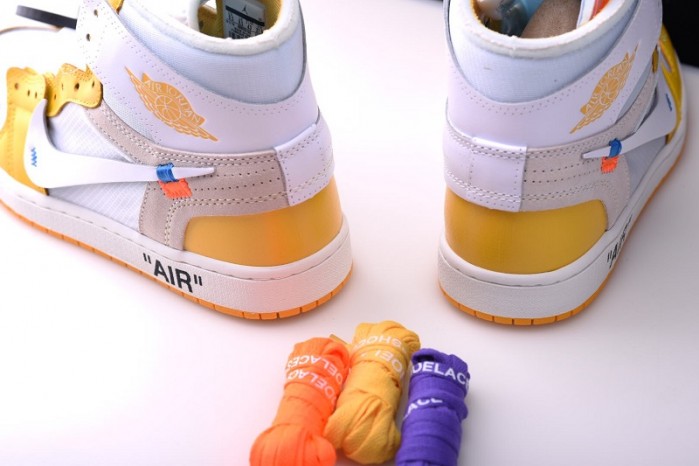 2019 Air Jordan 1 x OF NRG White/Dark Powder Yellow-Cone AQ0818-149